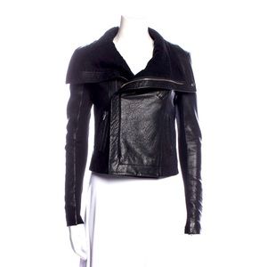 VEDA genuine real leather zipper moto black jacket petite fits XS or S